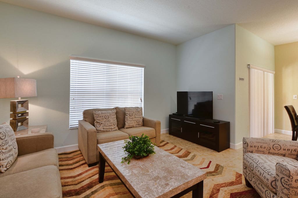 spacious living room and dinning room