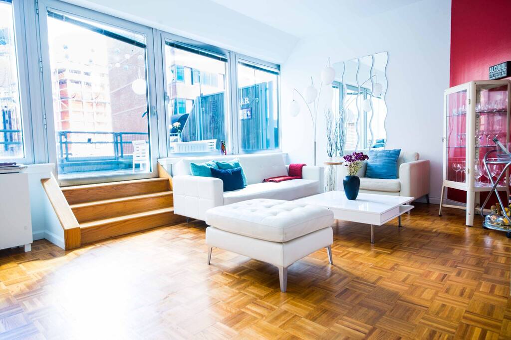 Living room with entrance to terrace