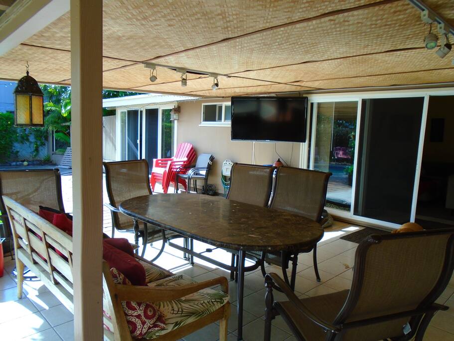 Large covered patio with t.v.
