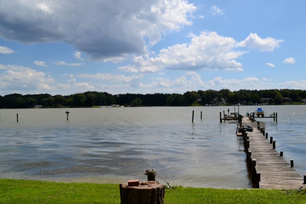 The water and a private dock are just steps away.