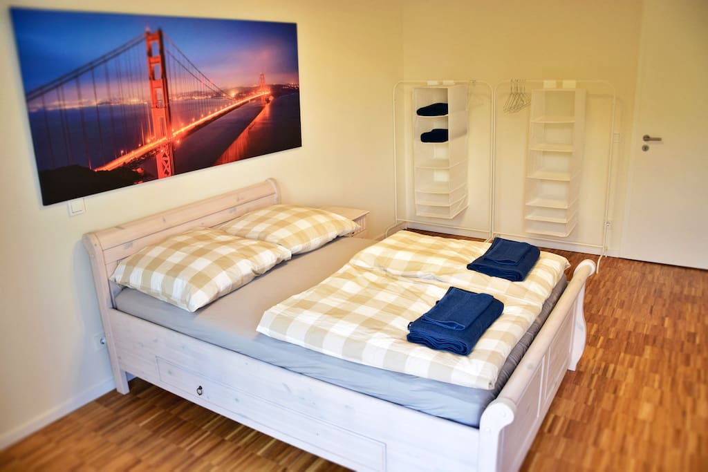 Bedroom with double bed + fresh sheets & towels