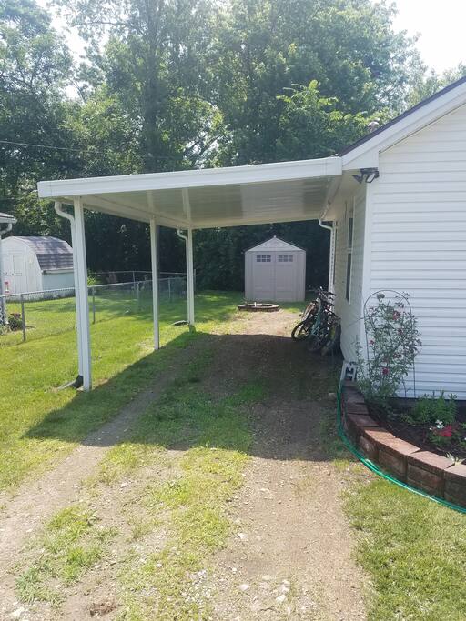 Carport parking with L.E.D. motion lights to assist with night check in.