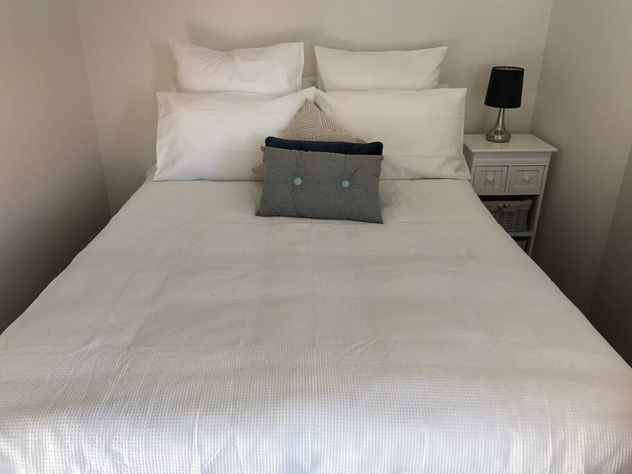 There's a double bed. The apartment accommodates 2 people at most.