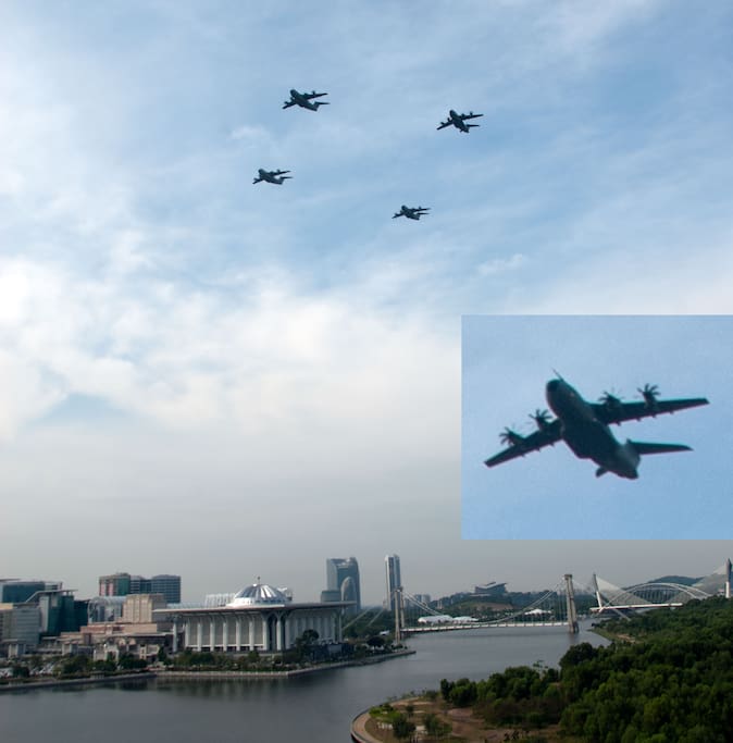 View from Cenic's balcony.
National Day 2018 celebration with airplane fly through Putrajaya lake.