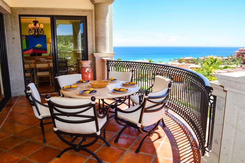 Comfortable outdoor furniture for dining and relaxing. Here you can celebrate sundown every night with spectacular sunsets.