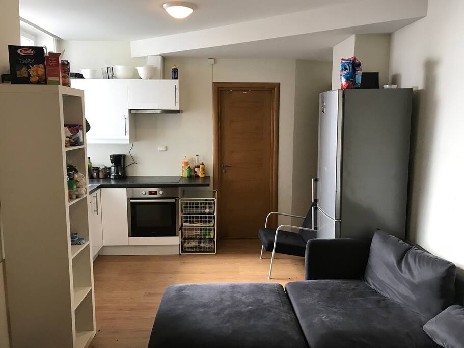 Fully stocked, modern kitchen