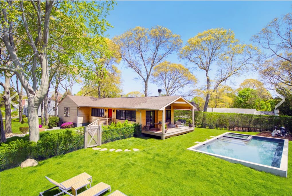 side yard and pool