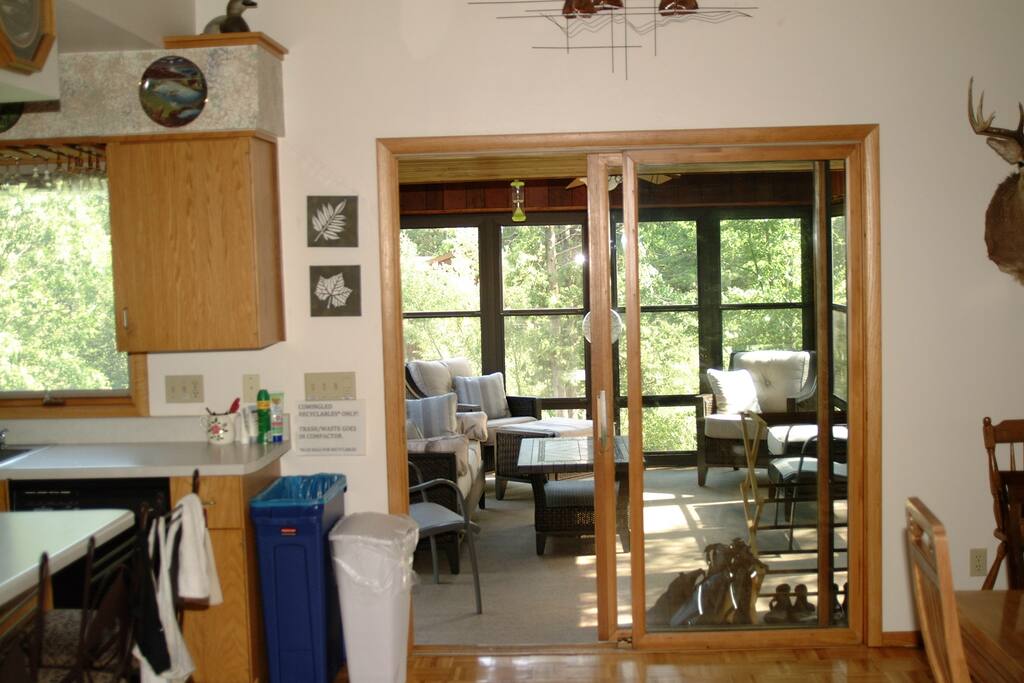 View of upstairs porch from great room