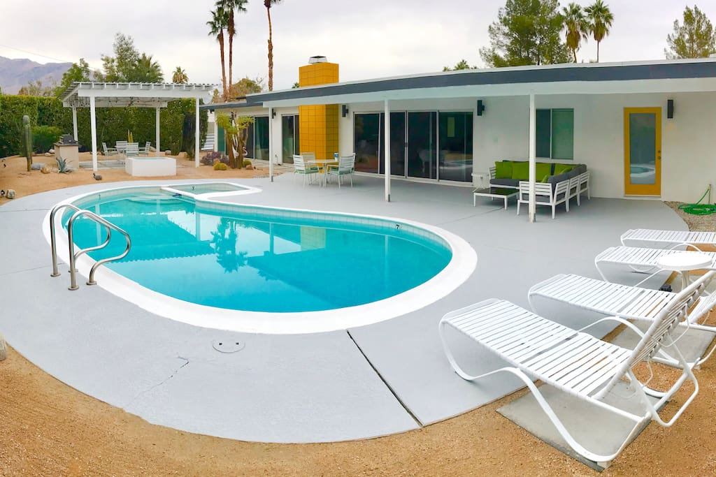 Back yard oasis, with freshly restored deck.