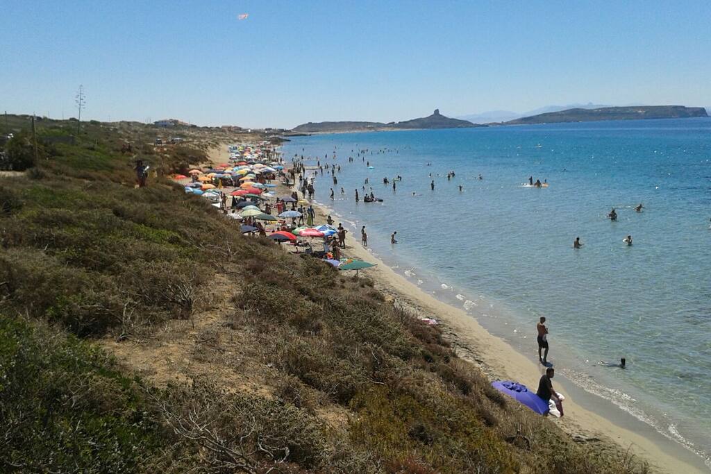 Spiaggione di Funtana meiga con vista su San Giovanni di Sinis