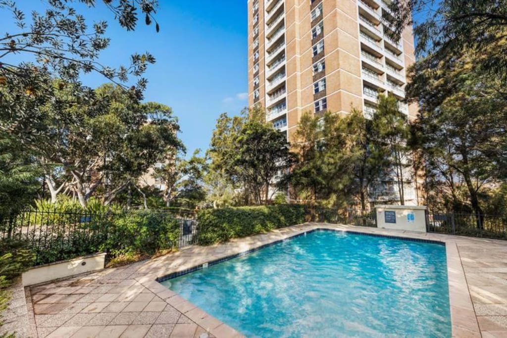Building exterior & pool area