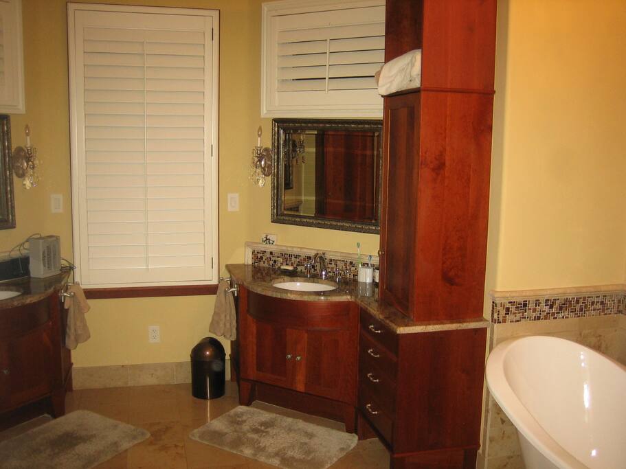Downstairs master bath with clawfoot tub