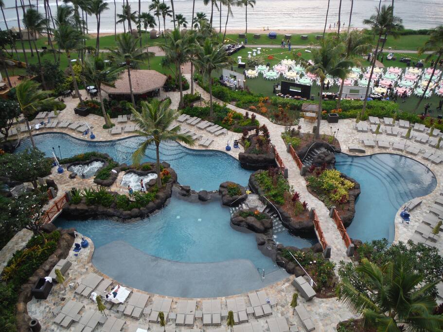 Multiple pools available for use, including multiple saunas