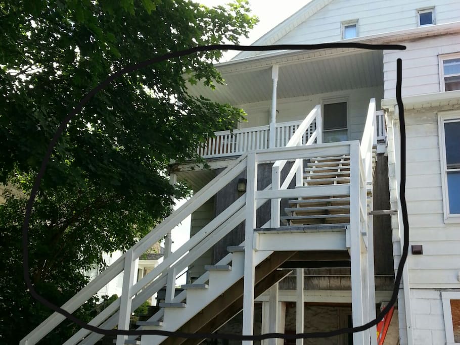 Stairs to climb, but very nice inside!