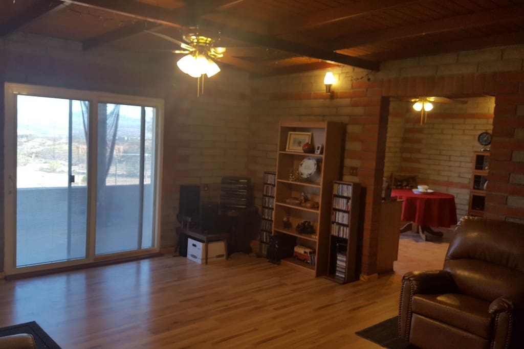 living room and sliding door to screen porch (dining room entry on right)