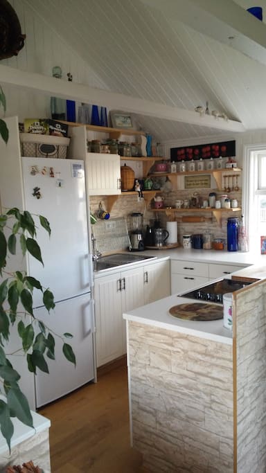 Rustic kitchen with all emenities.