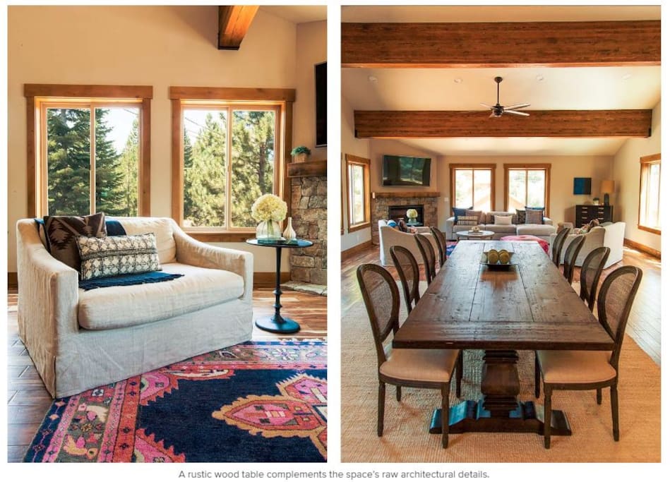 Large dining table for gathering with friends and family. Photo credit: Dustin Walker / Design: Laurel & Wolf
