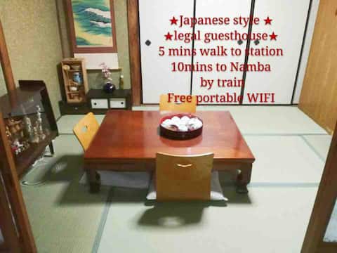 ★Japanese style★10mins to Namba by train★2-6person