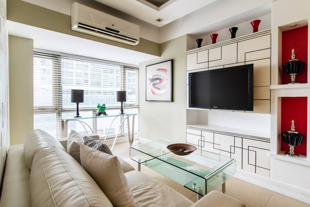 All AC's in the apartment are split type ACs. TV is equipped with HDMI for your Netflix gadgets. Google Chrome can be provided when requested.