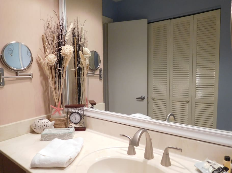 Master bath, large vanity, tub/shower combination