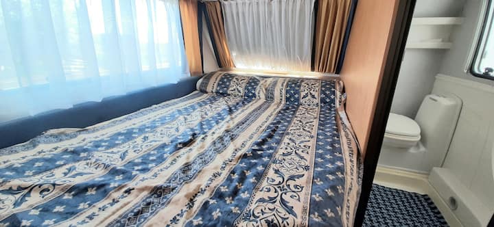 the main bedroom has a queen size double bed.