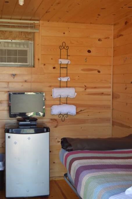 Cable tv, air conditioning and dorm fridge