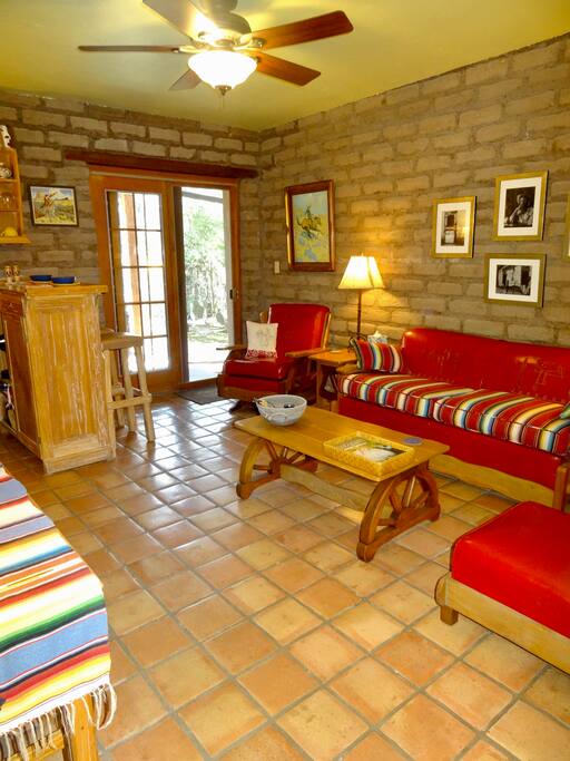 Your own secure and private entrance to your adobe Hideaway. Private patio with cantina bar, fenced yard, hammock swing, pool, outdoor kitchen all facing dramatic mountain and desert views.