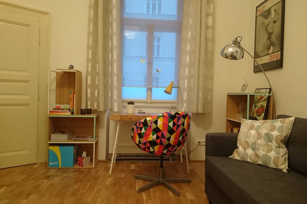 Table for work or eating. WC door on the left side.