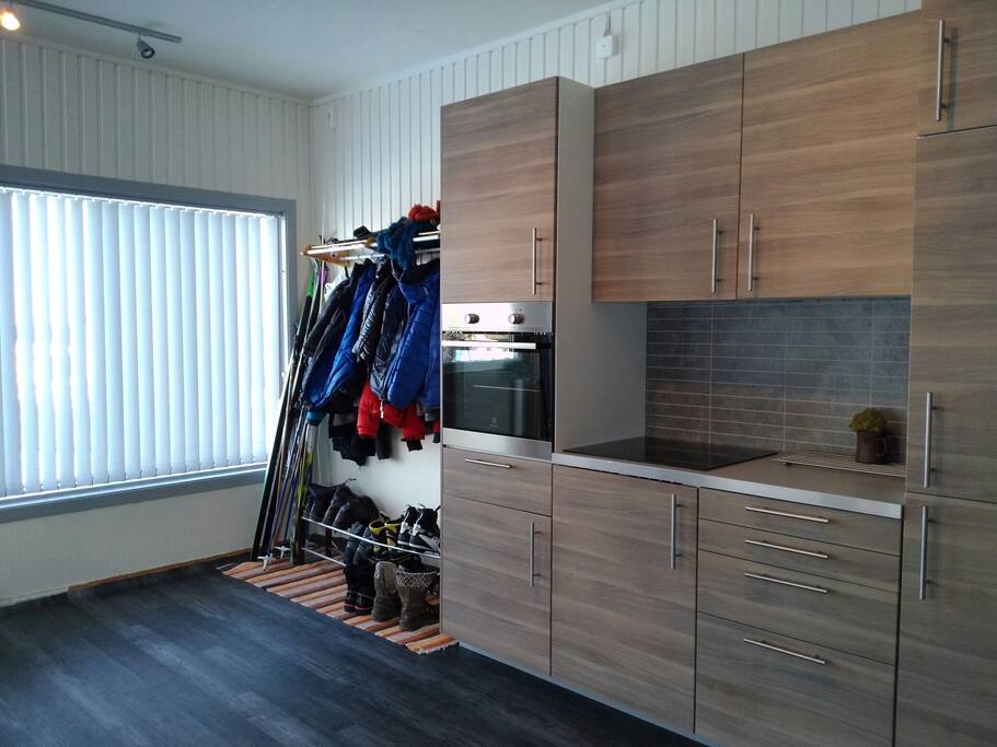 Kitchen and hallway.