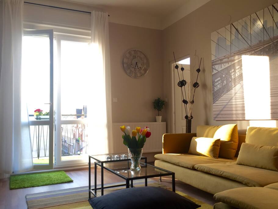 Living room with a door to the terrace