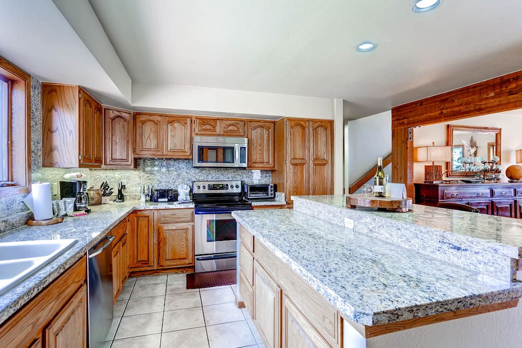 The kitchen is luxurious and modern