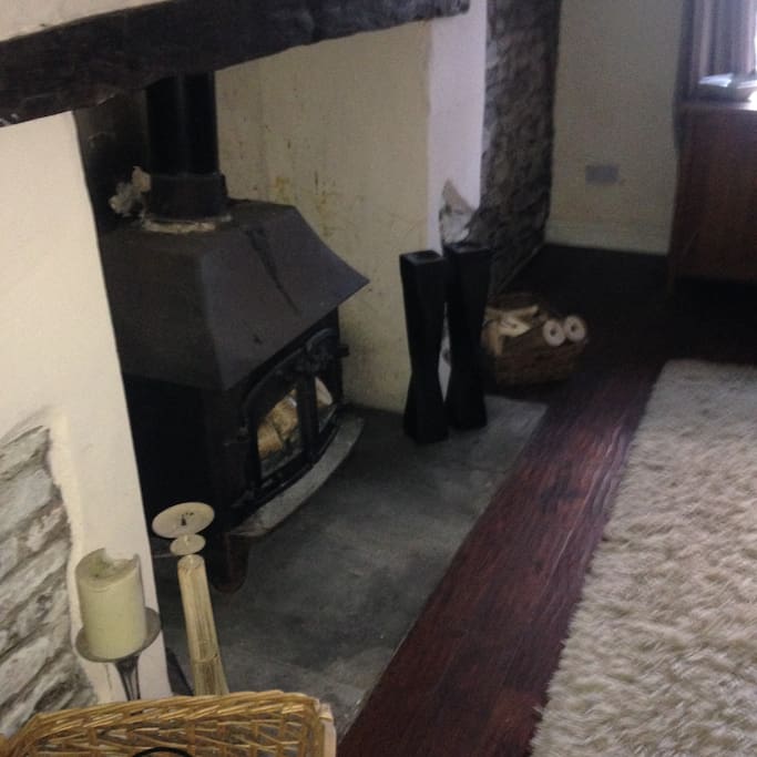 Real fireplace in the second living room.