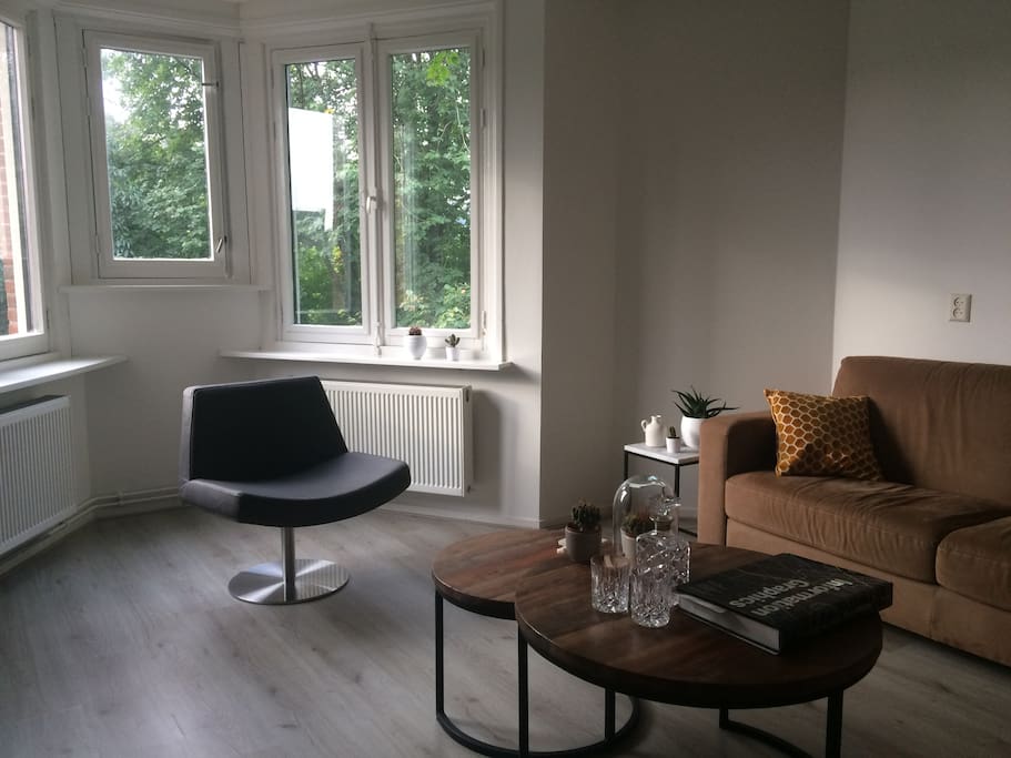 Cozy living room with great view on the canal