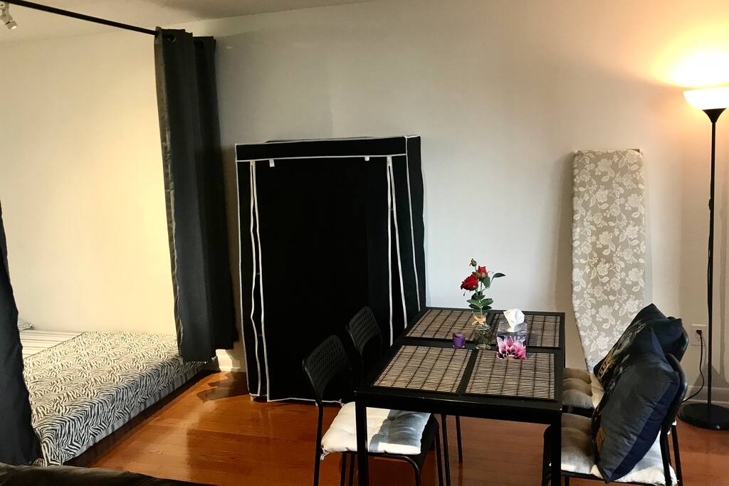 Outside the room, guest would have access to a wardrobes, and dinning set