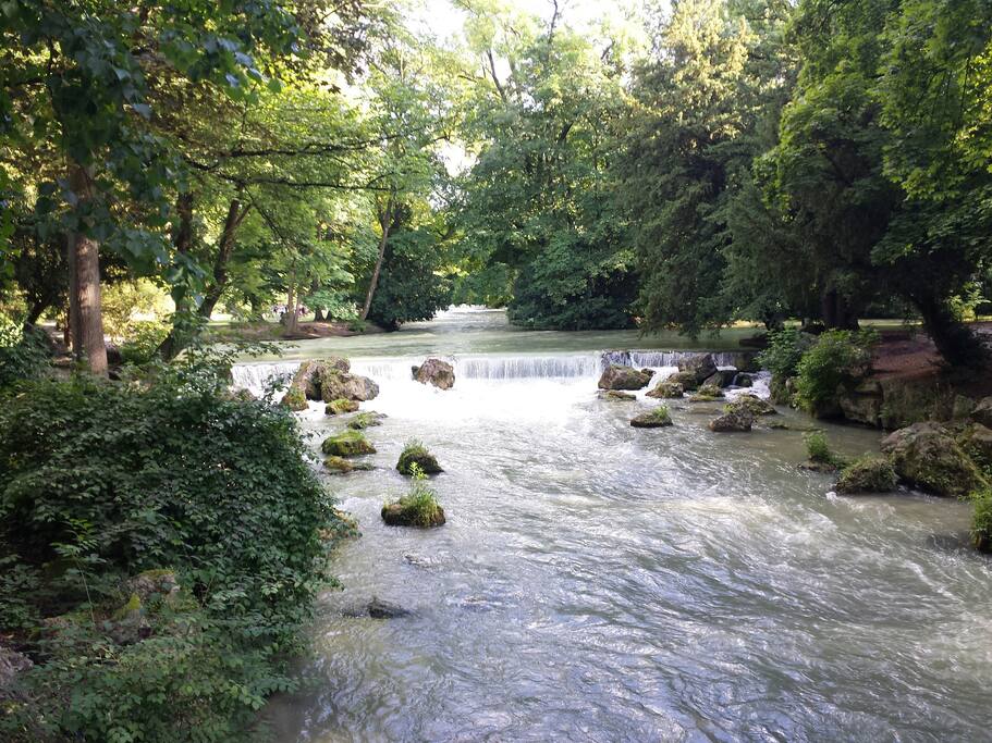 The English Garden, the largest park in Europe is in 2 min walk!