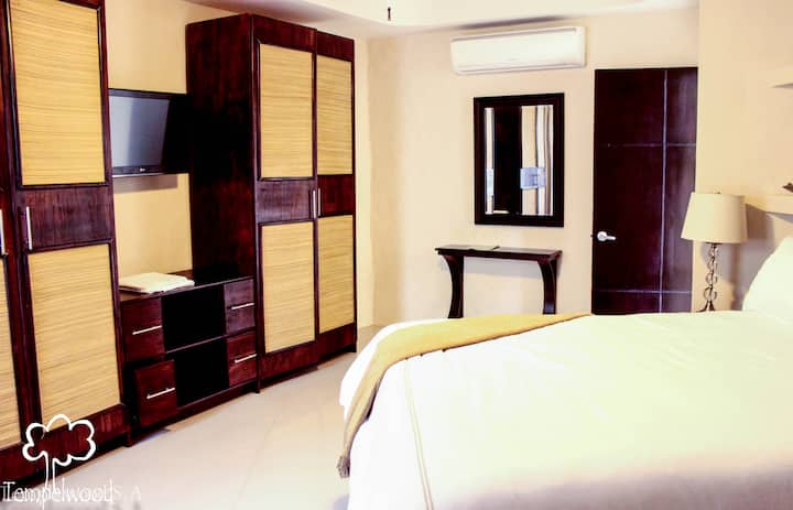 master bedroom upper apartment, queen size bed