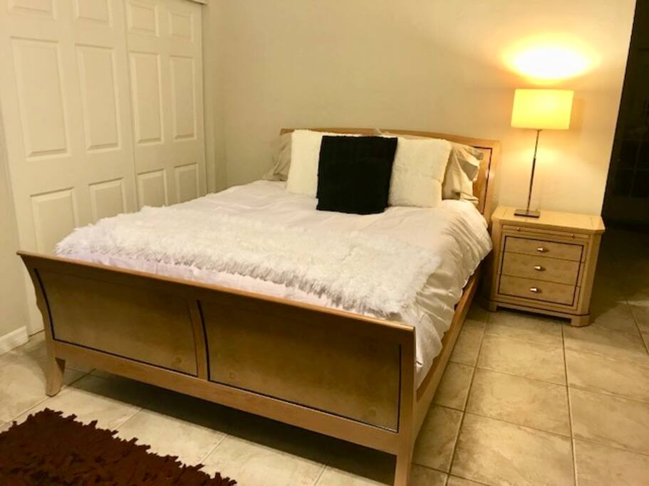 Queen-sized comfortable bed