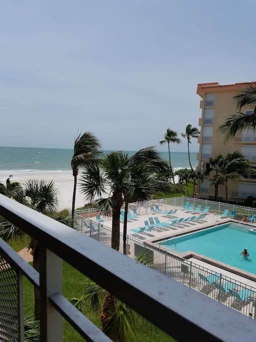 Balcony view, white sand beach. Great shelling and lots of sand dollars!