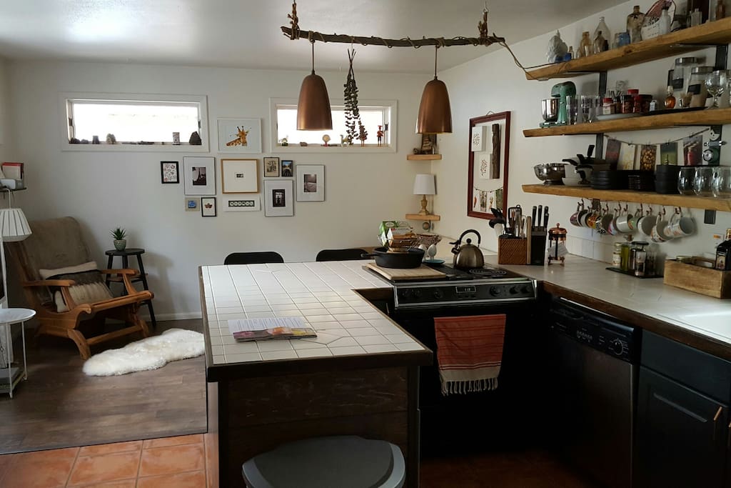 Kitchen and main living room area