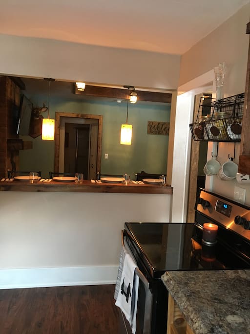 Kitchen overlooking living room
