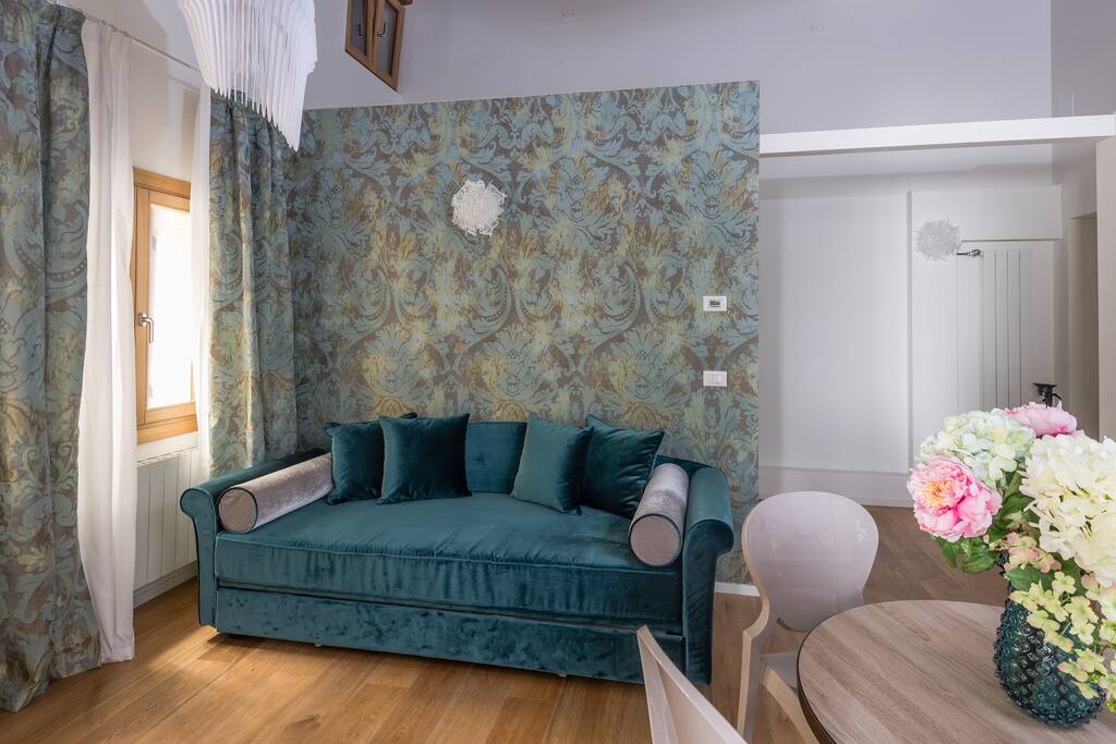 living room with sofa bed