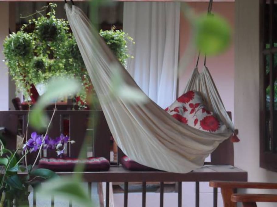 Balconies come with coffee table, armchair as well as hammock