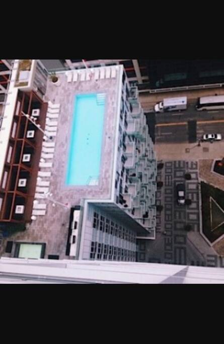 Sky view of rooftop pool