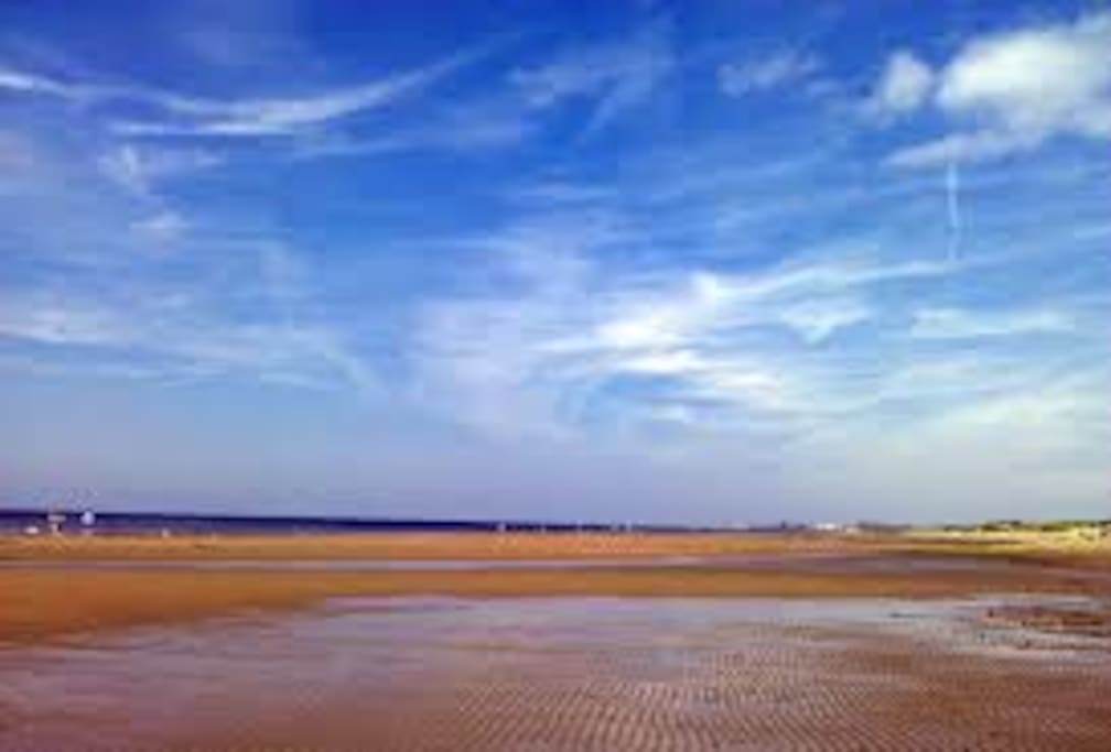 my private beach at low tide showing sand bars on a beautiful sunny summer day
