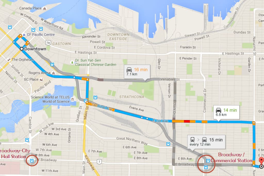 Centrally located and easy public transportation access