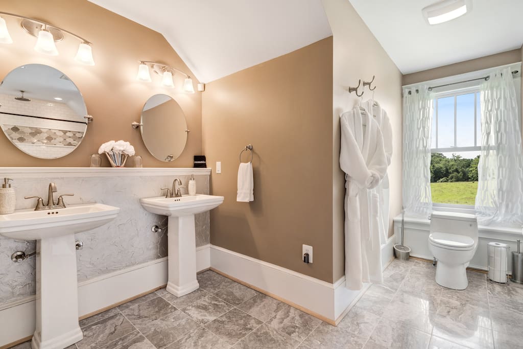 The marble bathroom
