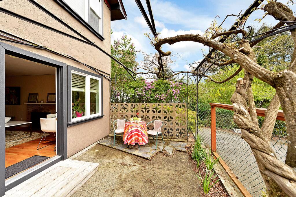 Patio, depending on the season the wisteria is phenomenal