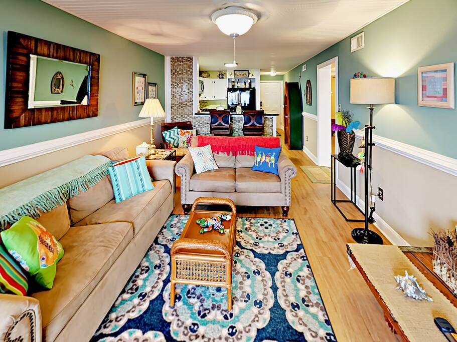 There's an inviting, homey feel throughout the condo.