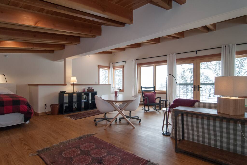 Separate areas for sitting and sleeping.