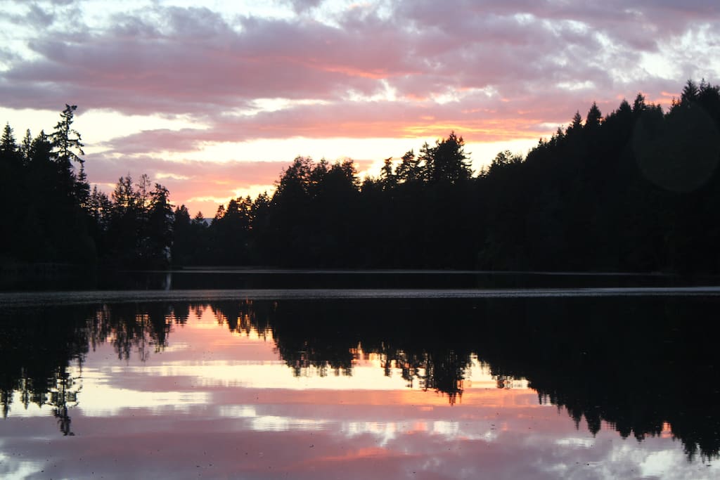 Sunsets are spectacular with the reflection on the still waters of the inlet